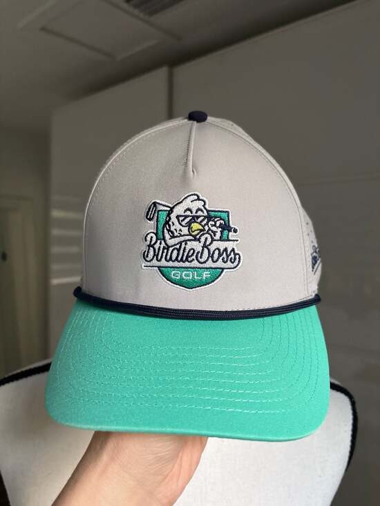 Birdie Boss Golf Other - Birdie Boss Golf Grey and Teal Performance Rope Hat with Perforated Panels